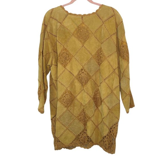 CBO New York Vintage Leather Embroidered Jacket Size 3X Camel Brown Coat Womens - Picture 6 of 8